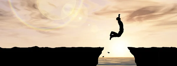 Homem de negócios silhueta salto feliz — Fotografia de Stock