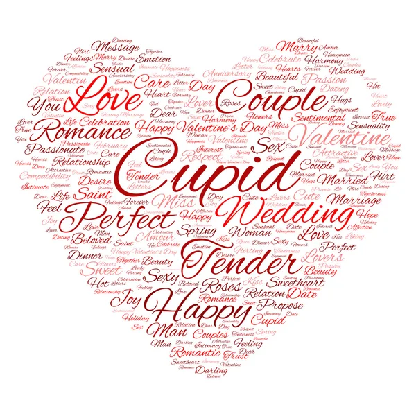 Red love or Valentines Day word cloud text — Stock Photo, Image