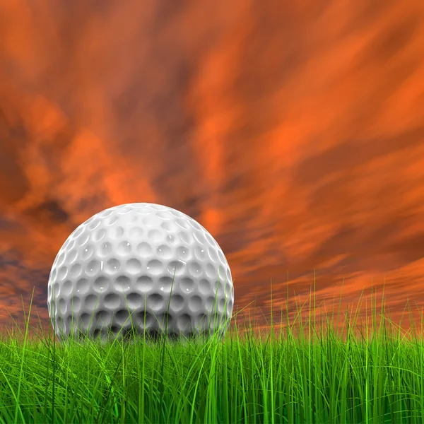 Herbe avec balle de golf à l'horizon — Photo