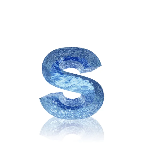 Insieme o collezione di font 3D blu acqua o ghiaccio — Foto Stock