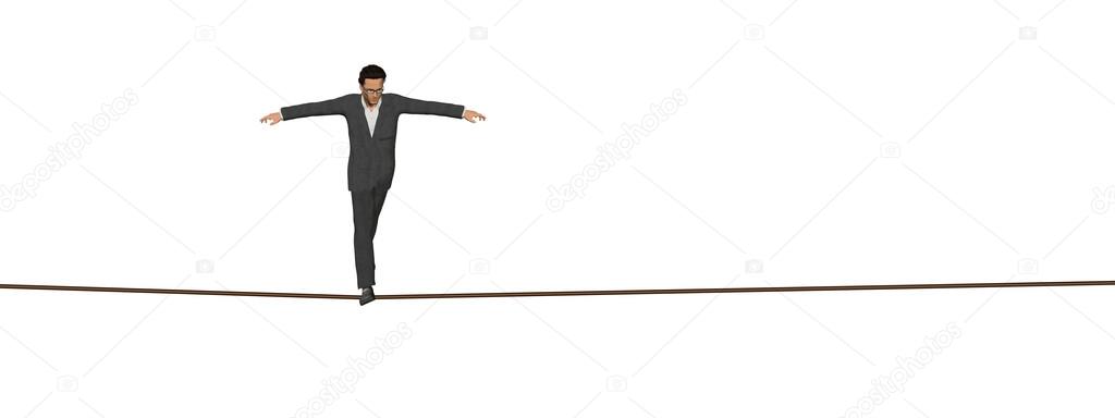 businessman walking on rope