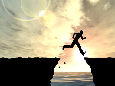 İşadamı siluet atlama