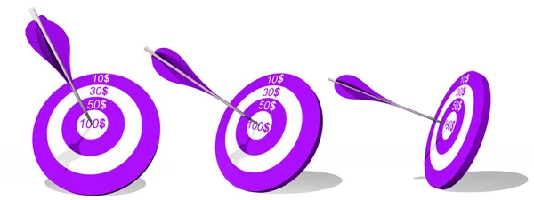 Violet target with dollar and arrow — Stock Photo, Image