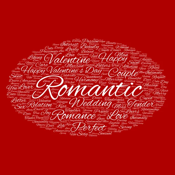 Κόκκινο αγάπη ή την ημέρα του Αγίου Βαλεντίνου wordcloud κείμενο — Φωτογραφία Αρχείου