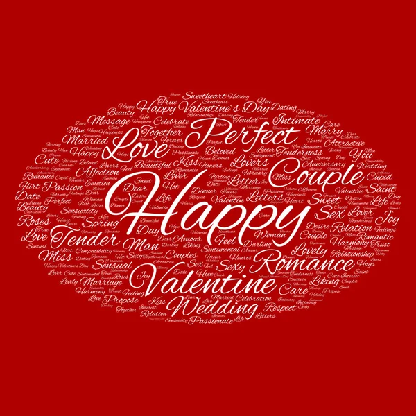 Love or Valentines Day wordcloud text in shape of ellipse symbol — Stock Photo, Image