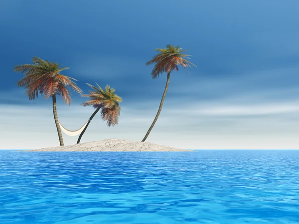 Exotic island with palm trees — Stock Photo, Image