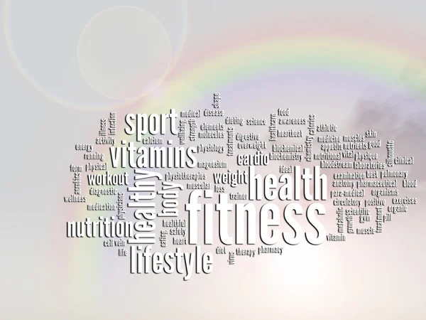 Fitness en gezondheid abstracte woord wolk of wordcloud — Stockfoto