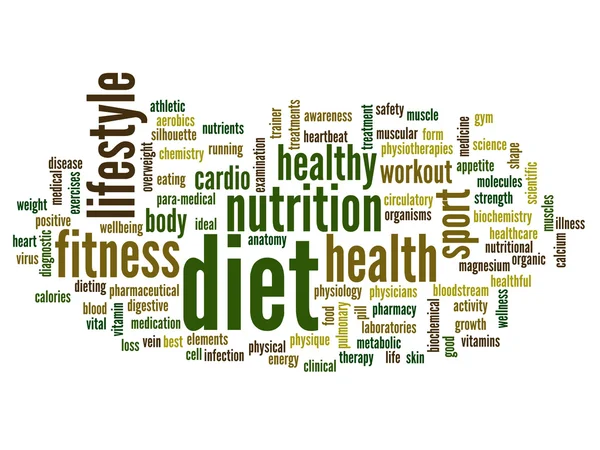 Conceptual abstract diet and health word cloud — Stock Photo, Image