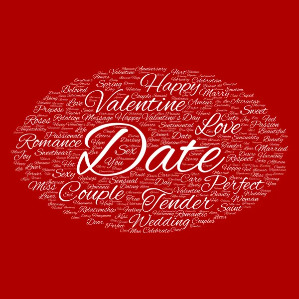 Love or Valentines Day wordcloud text in shape of ellipse symbol — Stock Photo, Image