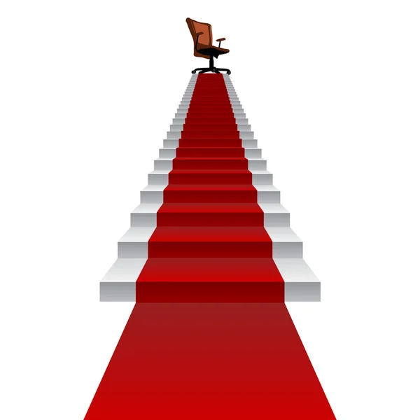 Stairs climbing to leader chair on top — Stock Photo, Image