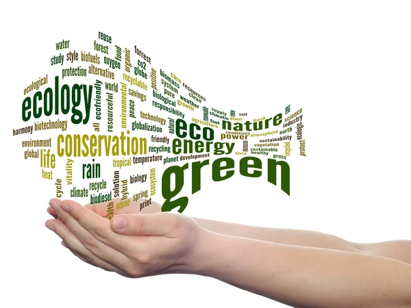 Zelené ekologie, ochrany slovo mrak — Stock fotografie