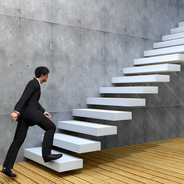 businessman climbing on a stair or steps