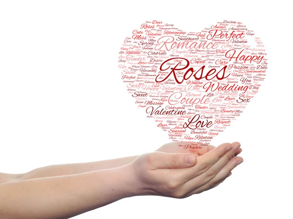 Červený lásku nebo Valentýn wordcloud text — Stock fotografie