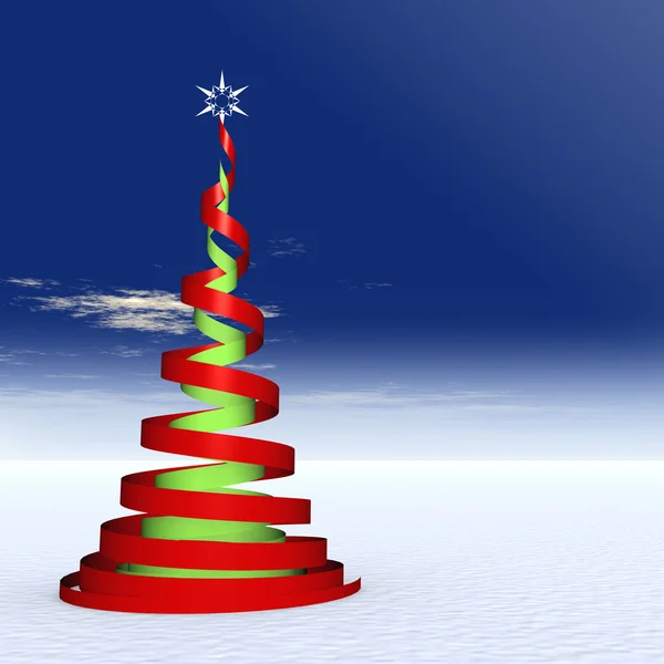 Albero di Natale a spirale rosso e verde con una stella bianca ornamento — Foto Stock