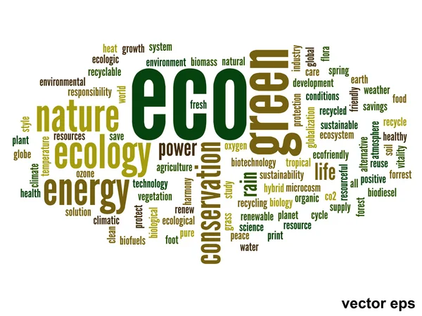 Ecologische woordwolk — Stockvector