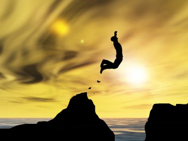 İşadamı siluet atlama