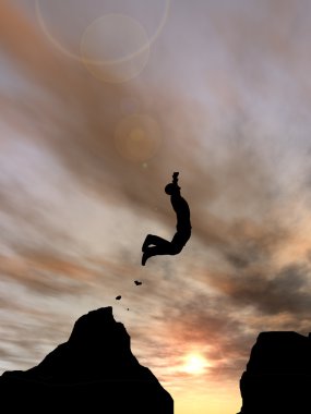 İşadamı siluet atlama