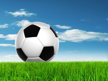 soccer ball  with a blue sky on background