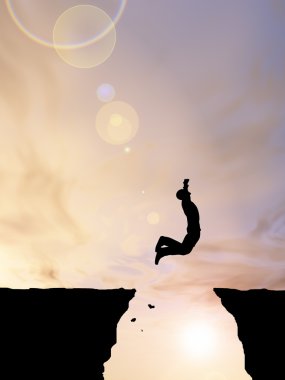 İşadamı siluet atlama