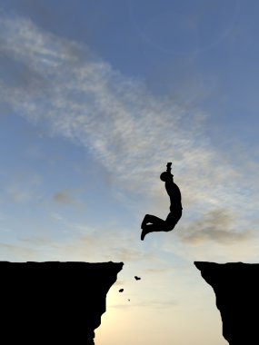 İşadamı siluet atlama