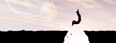 İşadamı siluet atlama