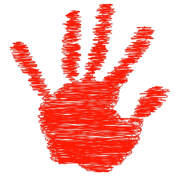 Rot bemalte Hand — Stockfoto