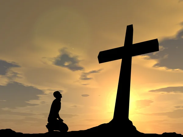 Religion symbol, man silhouette — Stock Photo, Image