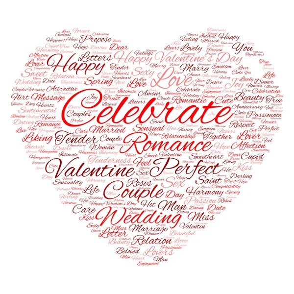 Aftelkalender voor Valentijnsdag wordcloud tekst — Stockfoto