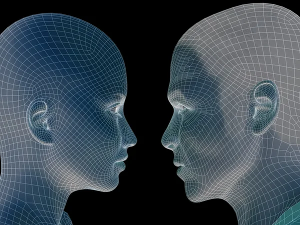 Wireframe human male or female heads — Stock Photo, Image