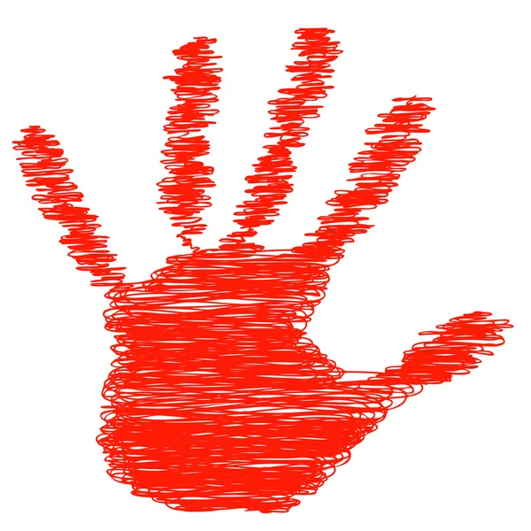 Mão pintada vermelha — Fotografia de Stock