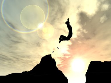 İşadamı siluet atlama