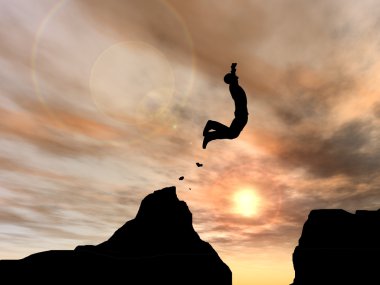 İşadamı siluet atlama