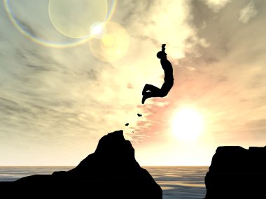 İşadamı siluet atlama