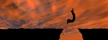 İşadamı siluet atlama