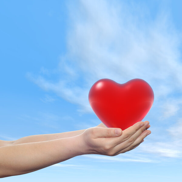 conceptual red glass heart