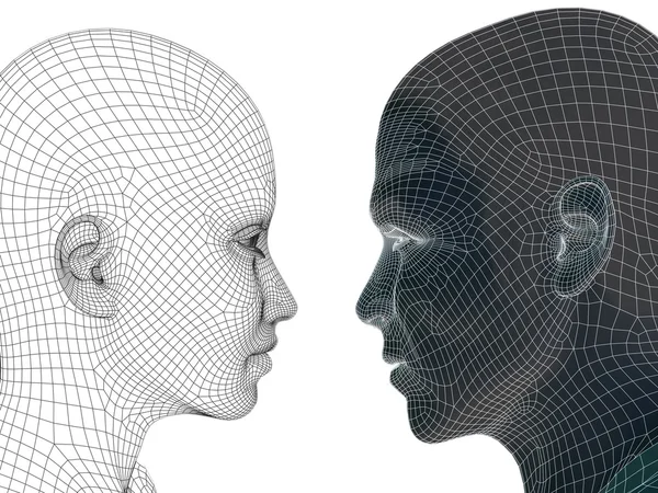 Hconceptual wireframe human  heads — Stok fotoğraf