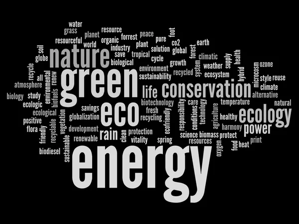Energia és az ökológia szó felhő — Stock Fotó