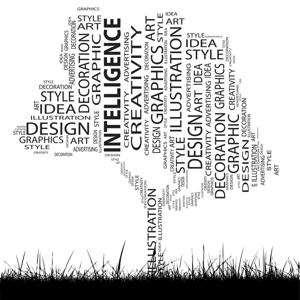 Art tree and grass word cloud — Stock Photo, Image