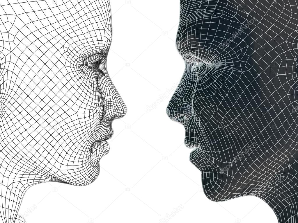 conceptual  wireframe heads