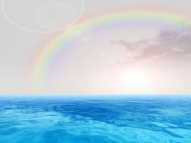 ocean and sky with rainbow