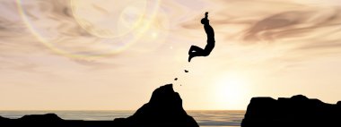 İşadamı siluet atlama