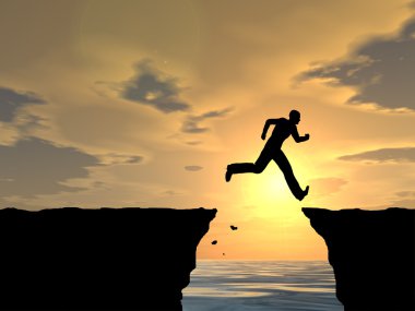 İşadamı siluet atlama