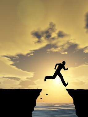 İşadamı siluet atlama