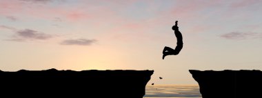 İşadamı siluet atlama