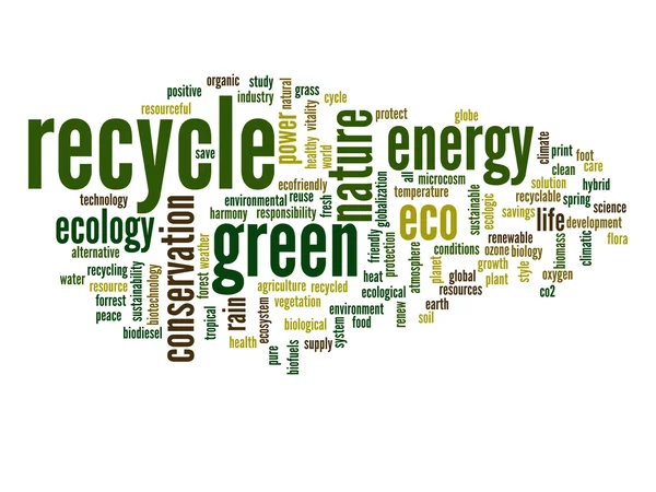 Abstract green recycle word cloud — Stockfoto