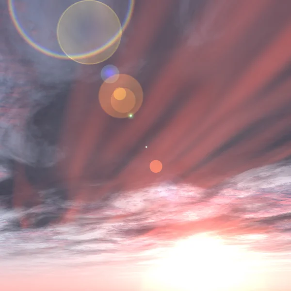 Nuvens e o sol perto do horizonte — Fotografia de Stock