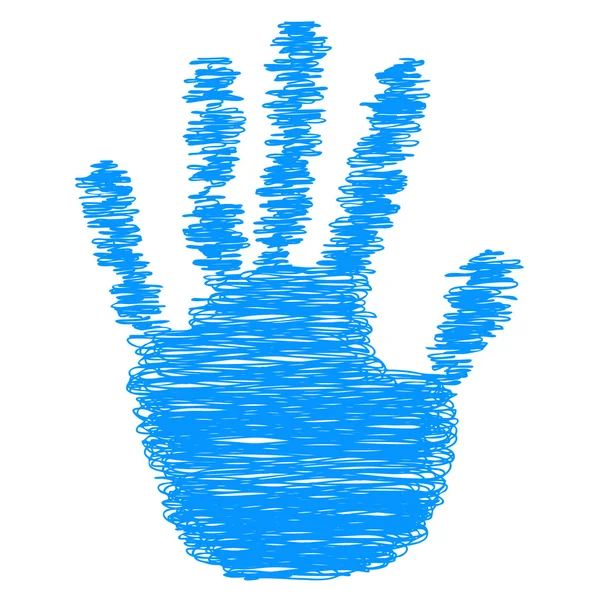 Blue painted drawing hand shape — Stock Fotó