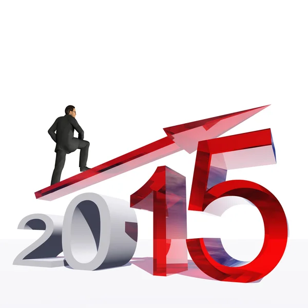 Businessman standing over  red 2015 year symbol — Stockfoto