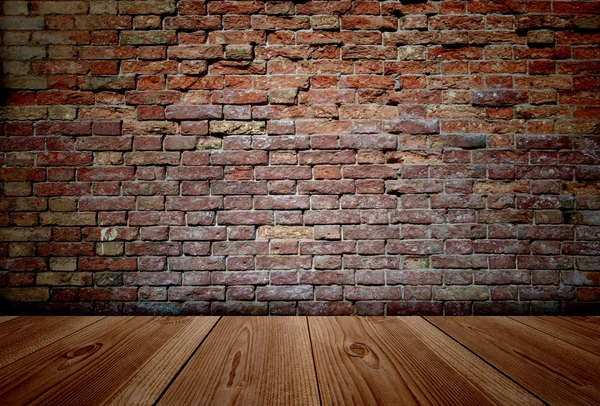 Podlahová a cihlová zeď — Stock fotografie