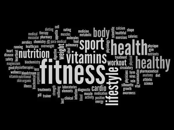 Abstract fitness and health word cloud — Stock Photo, Image